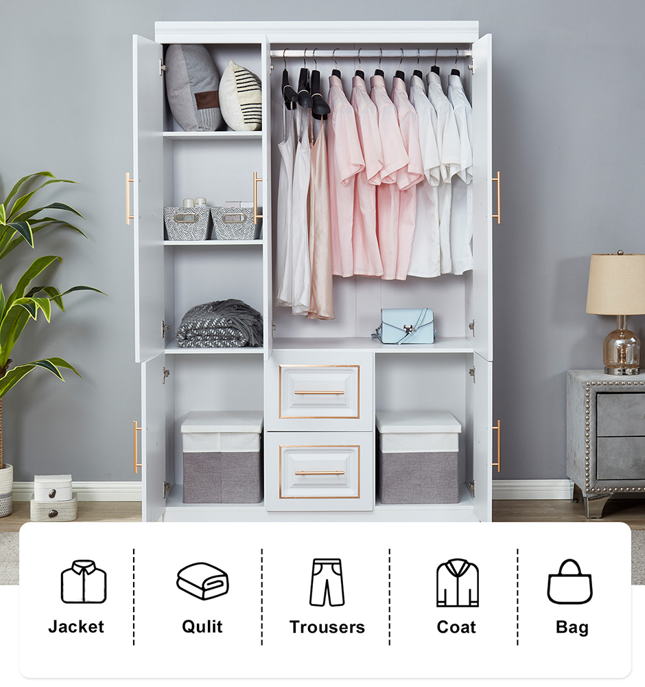 Door Bedroom Armoire Wardrobe White Freestanding Closet Cabinet