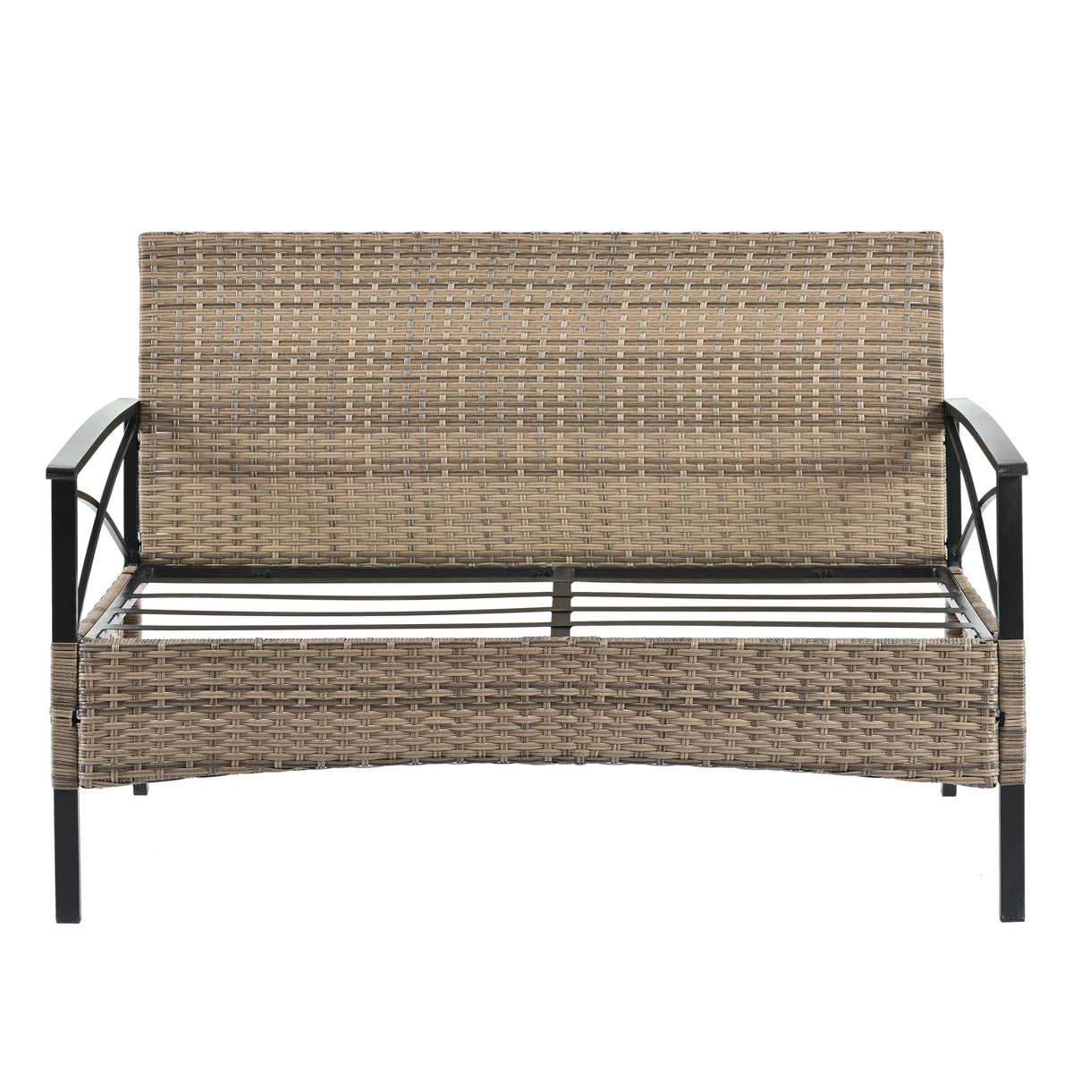 4-Piece Black & Brown Wicker Patio Set with Cushions