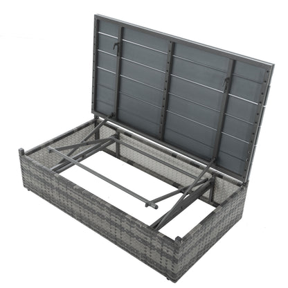 5-Piece Dark Gray Wicker Patio Set with Lift-Top Table