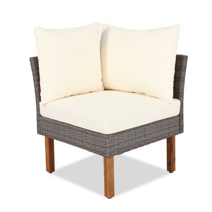 9-Piece Beige Rattan Patio Sectional Set
