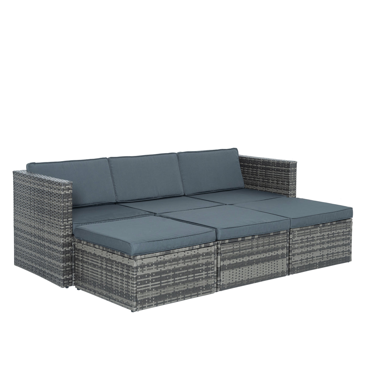 5-Piece Dark Gray Wicker Patio Set with Lift-Top Table