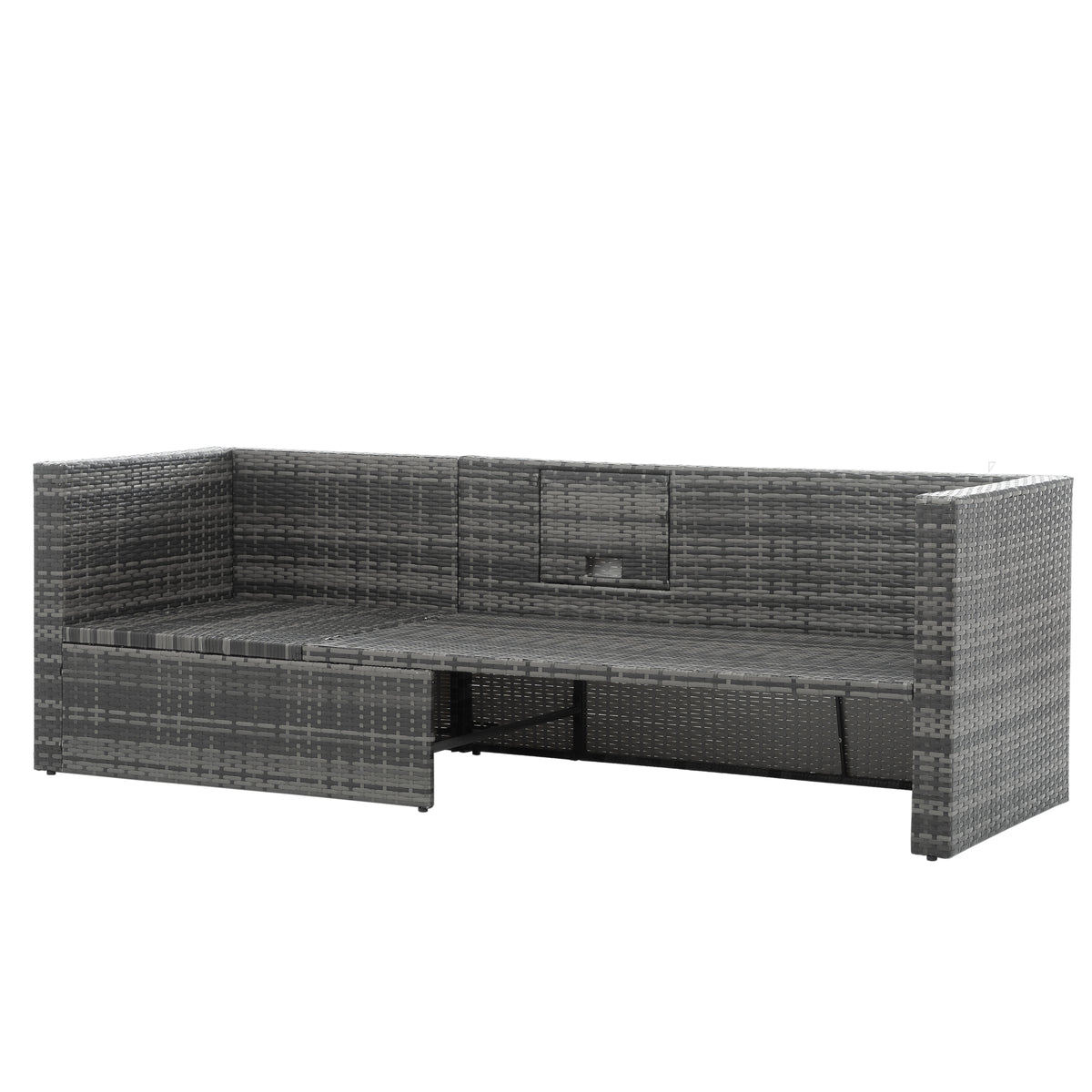 5-Piece Dark Gray Wicker Patio Set with Lift-Top Table