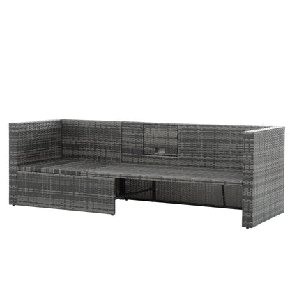 5-Piece Dark Gray Wicker Patio Set with Lift-Top Table