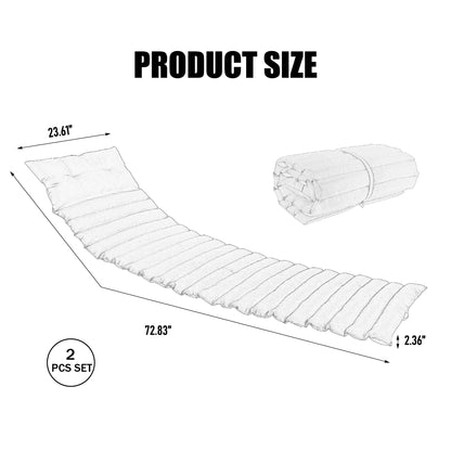 2-Piece Grey Outdoor Chaise Lounge Cushion Set
