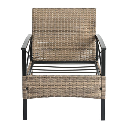 4-Piece Black & Brown Wicker Patio Set with Cushions