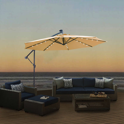 10-Foot Solar LED Patio Umbrella in Taupe