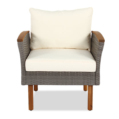 9-Piece Beige Rattan Patio Sectional Set