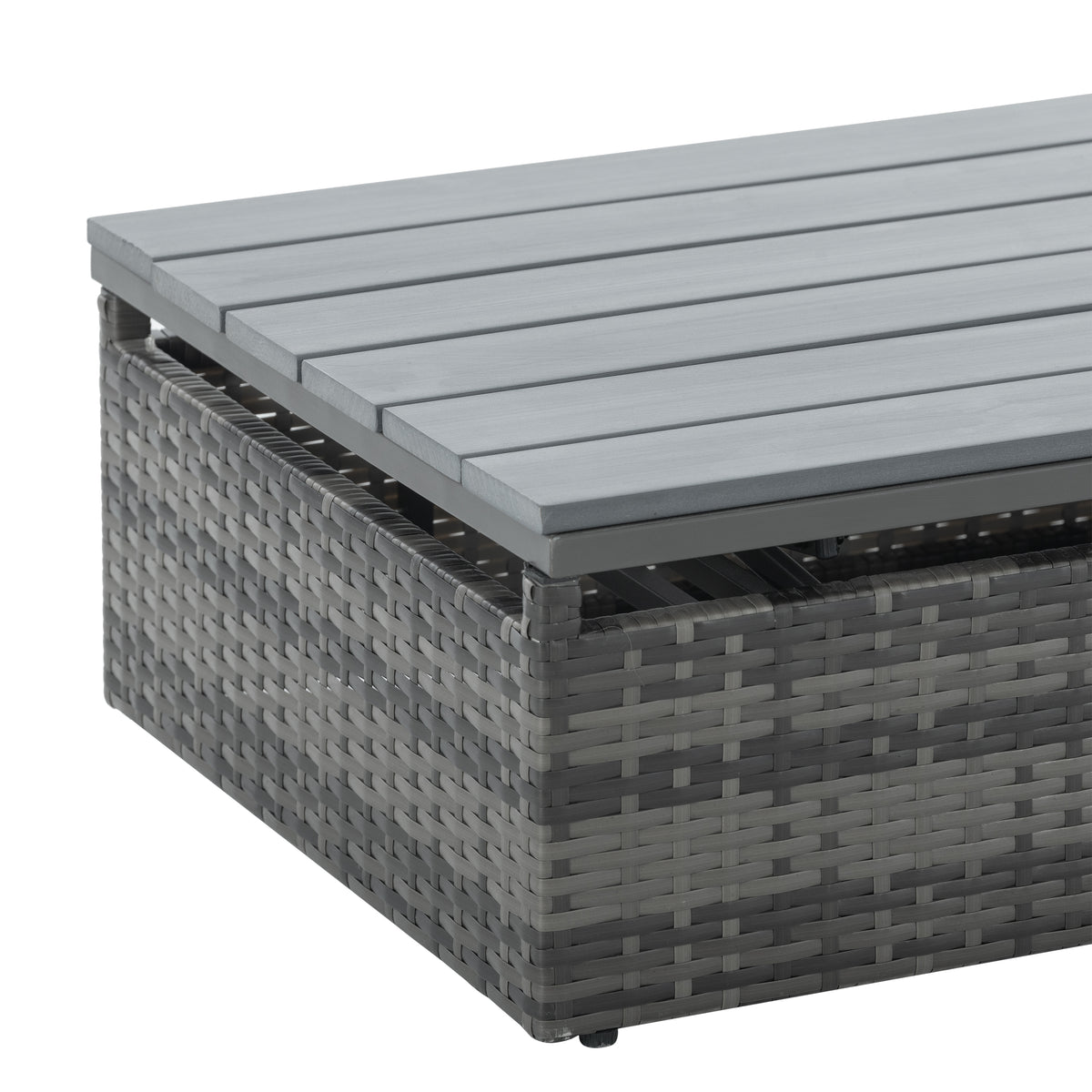 5-Piece Dark Gray Wicker Patio Set with Lift-Top Table