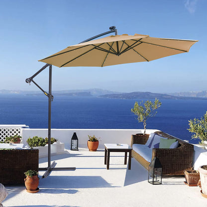 10-Foot Solar LED Patio Umbrella in Taupe