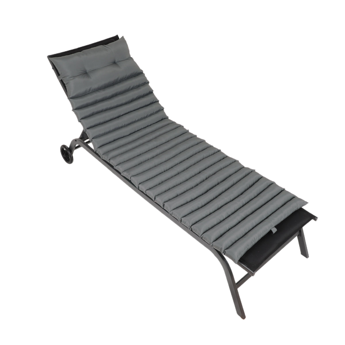 2-Piece Grey Outdoor Chaise Lounge Cushion Set