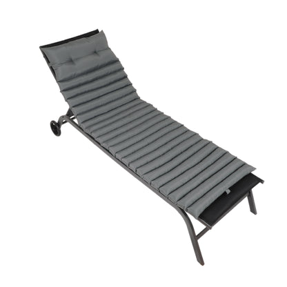 2-Piece Grey Outdoor Chaise Lounge Cushion Set
