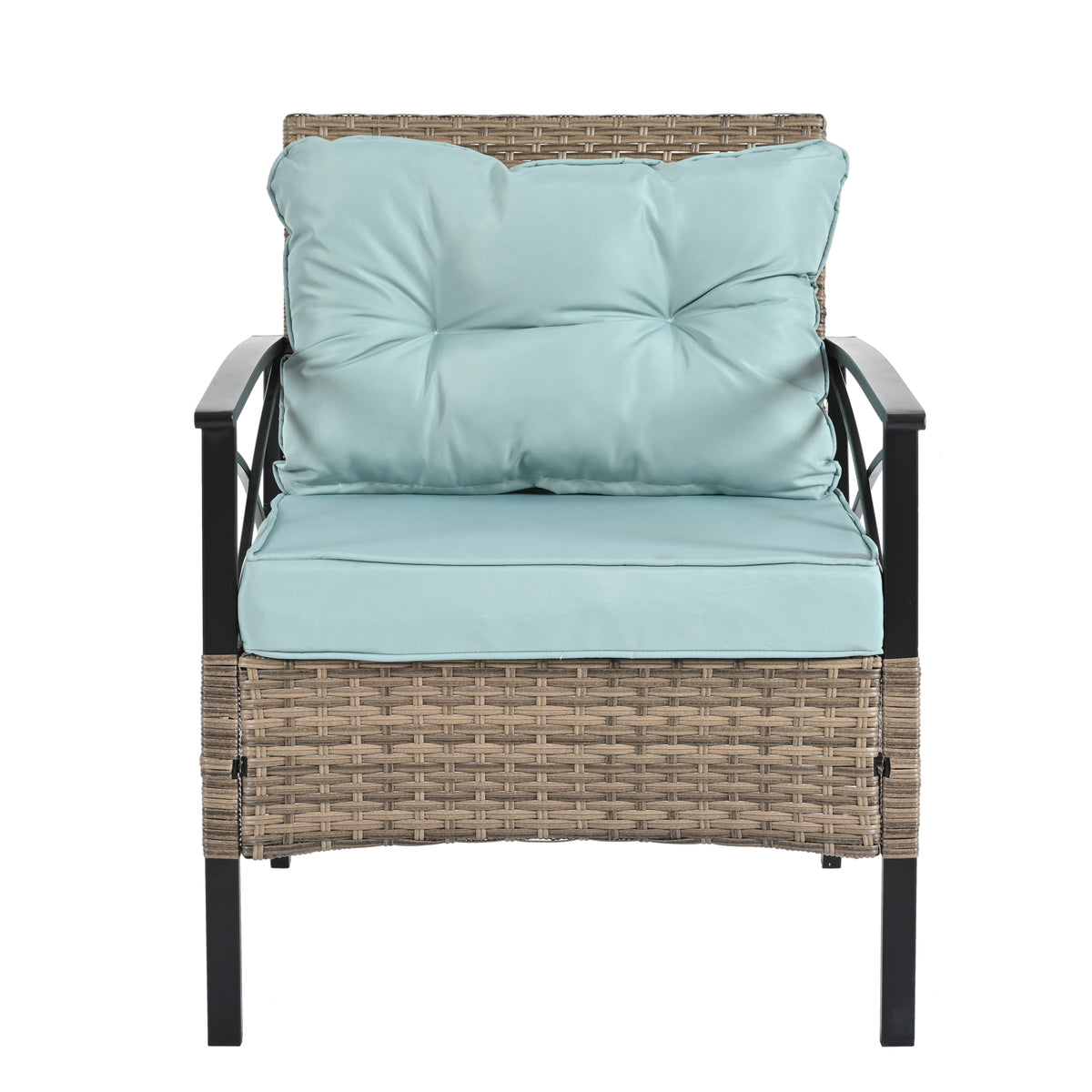 4-Piece Black & Brown Wicker Patio Set with Cushions