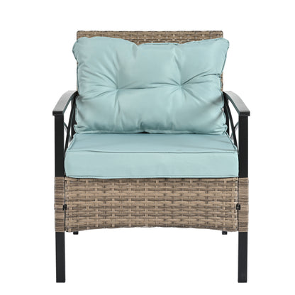 4-Piece Black & Brown Wicker Patio Set with Cushions