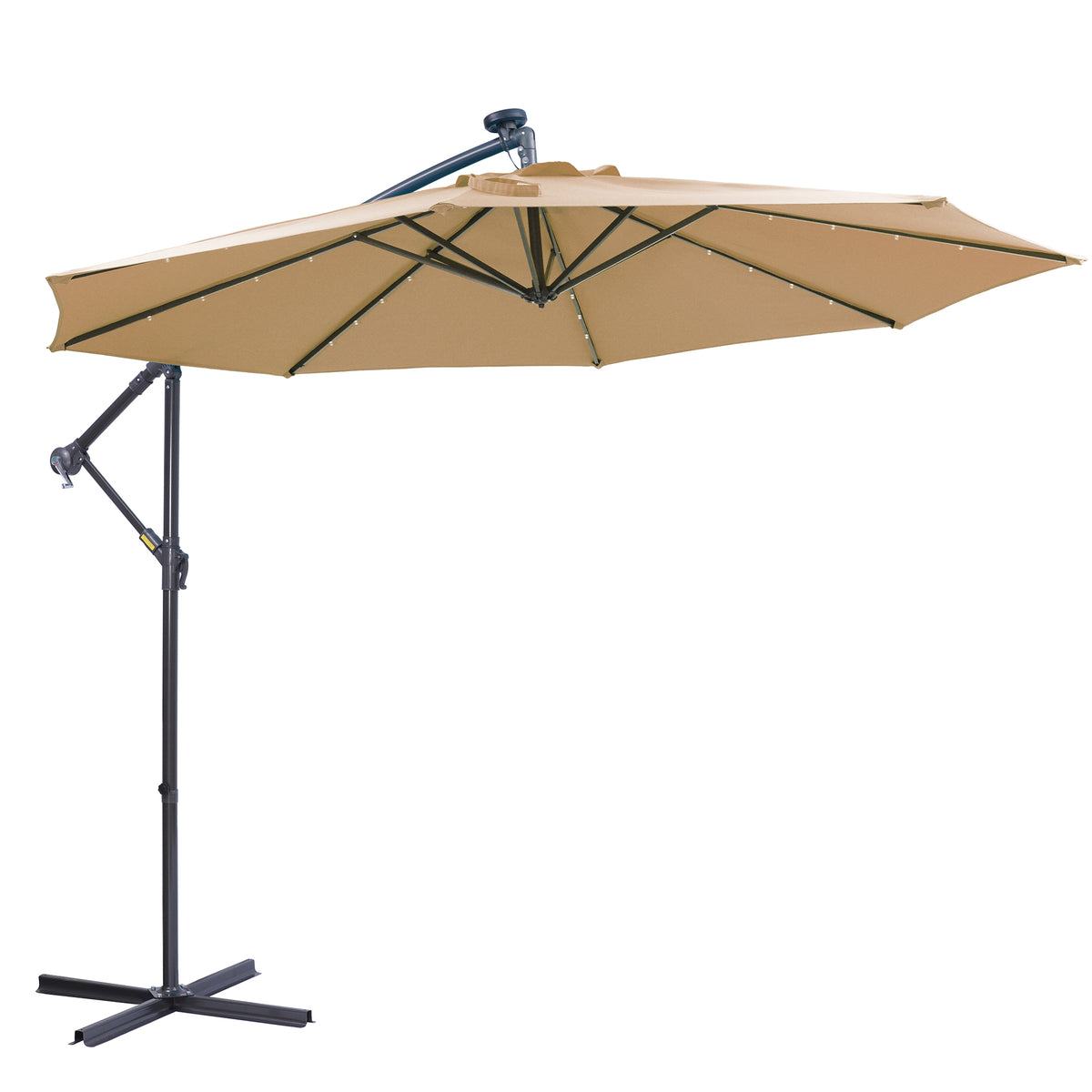 10-Foot Solar LED Patio Umbrella in Taupe