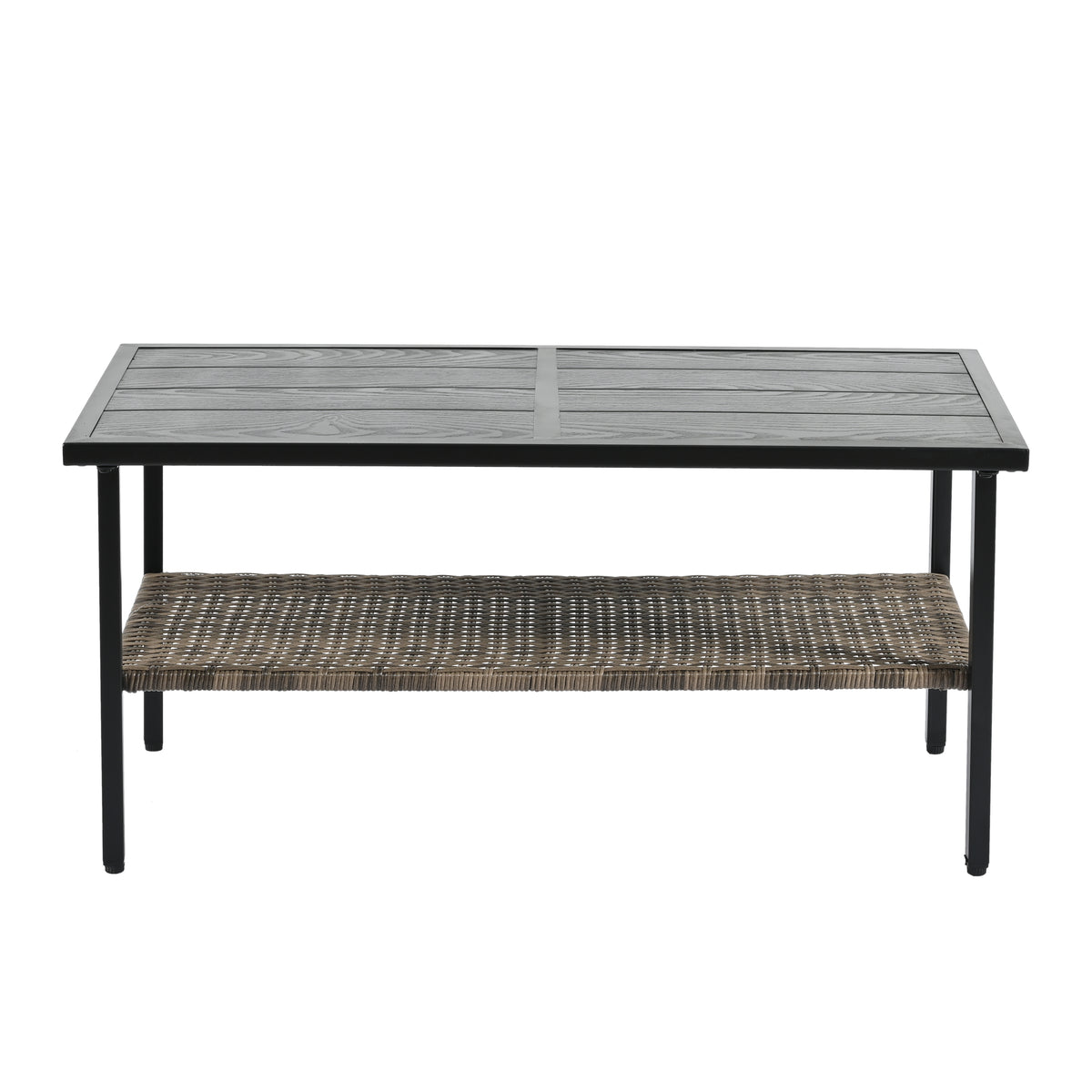 4-Piece Black & Brown Wicker Patio Set with Cushions