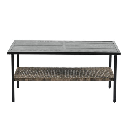 4-Piece Black & Brown Wicker Patio Set with Cushions