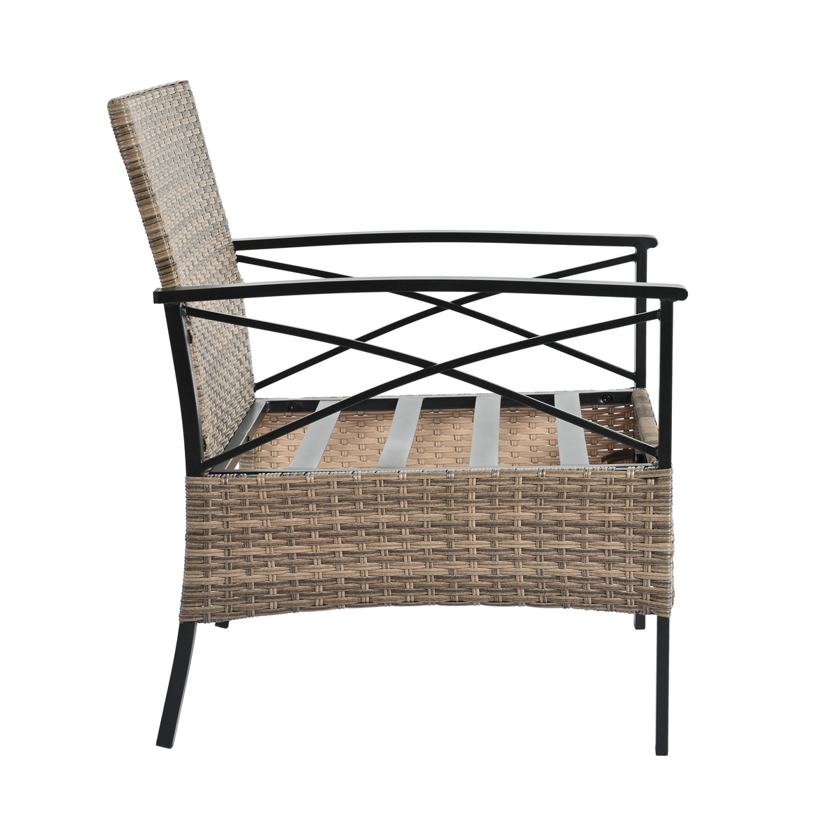 4-Piece Black & Brown Wicker Patio Set with Cushions