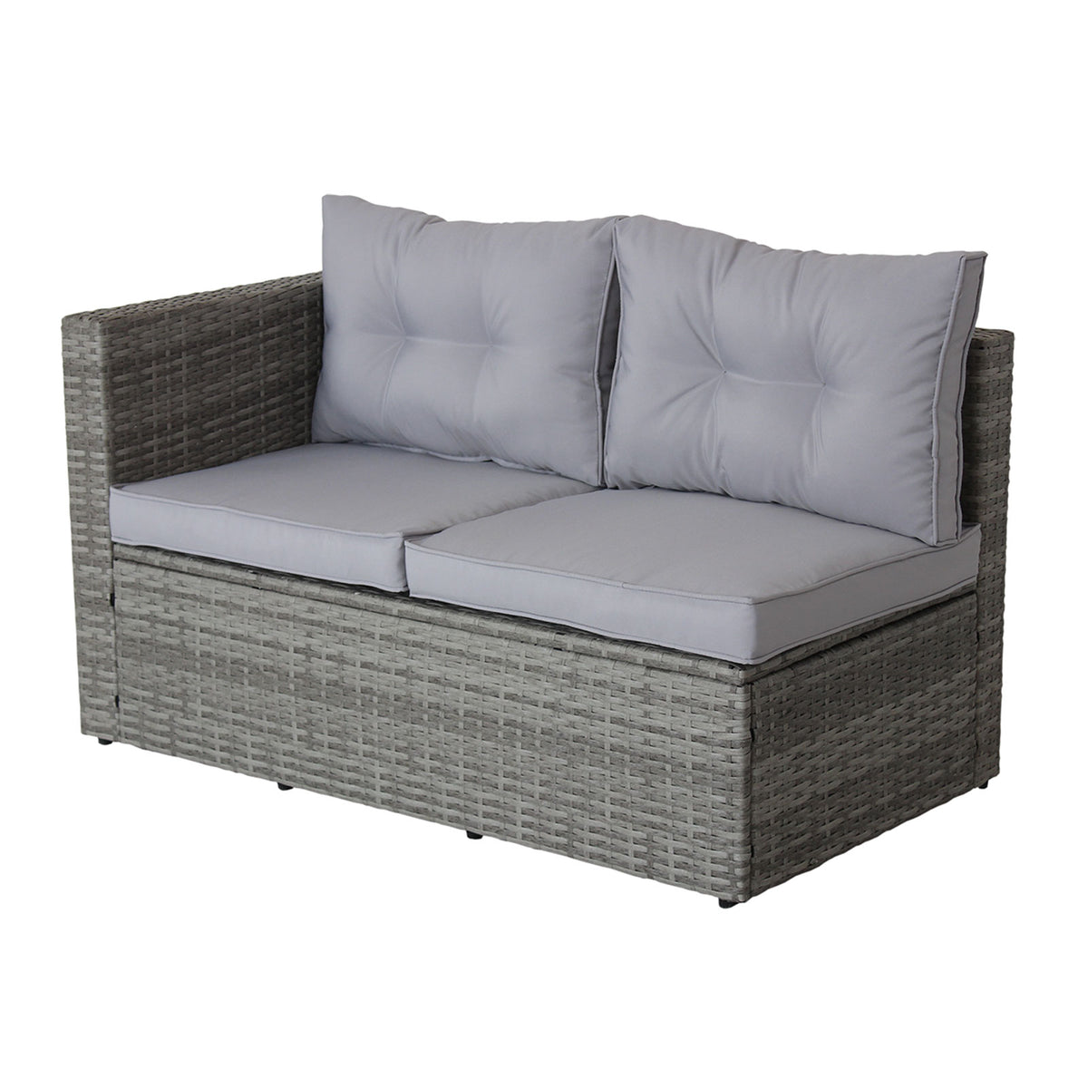 4-Piece Grey Patio Sectional Sofa Set with Storage Box
