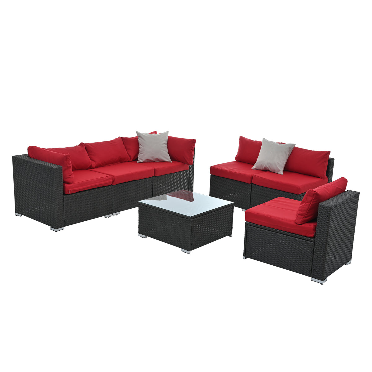 7-Piece Dark Gray Modular Wicker Patio Set