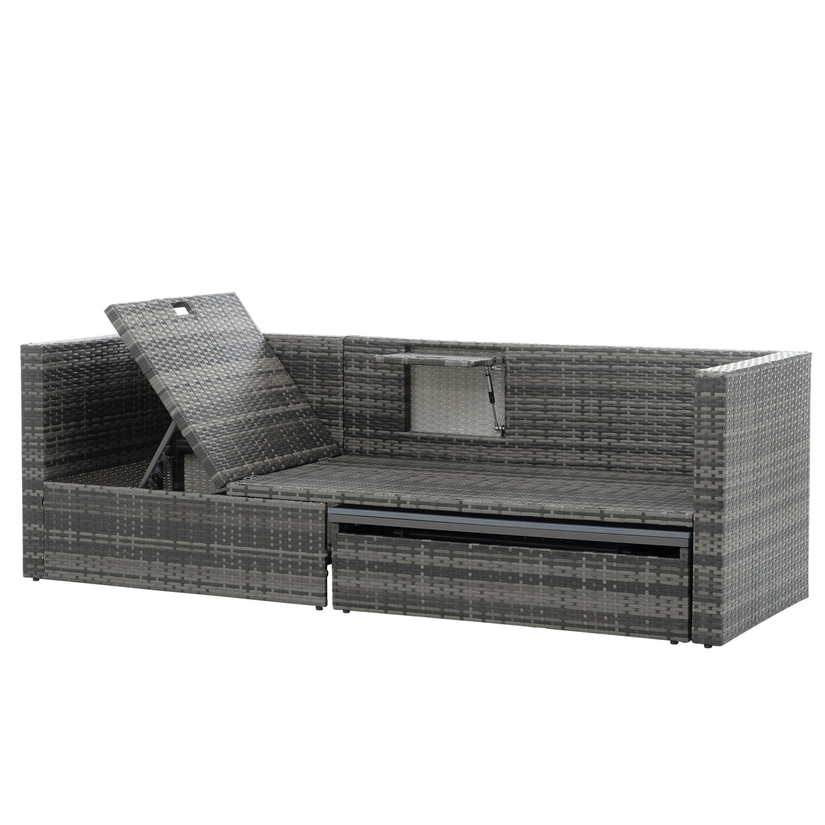 5-Piece Dark Gray Wicker Patio Set with Lift-Top Table