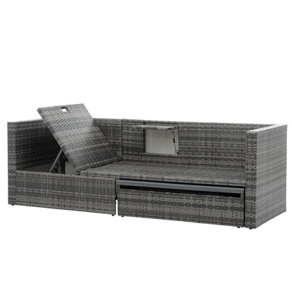 5-Piece Dark Gray Wicker Patio Set with Lift-Top Table