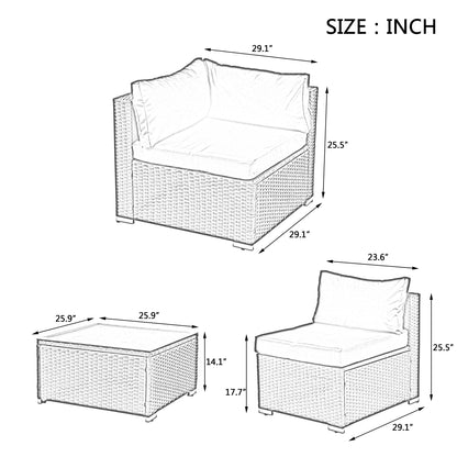7-Piece Dark Gray Modular Wicker Patio Set