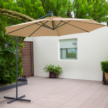 10-Foot Solar LED Patio Umbrella in Taupe