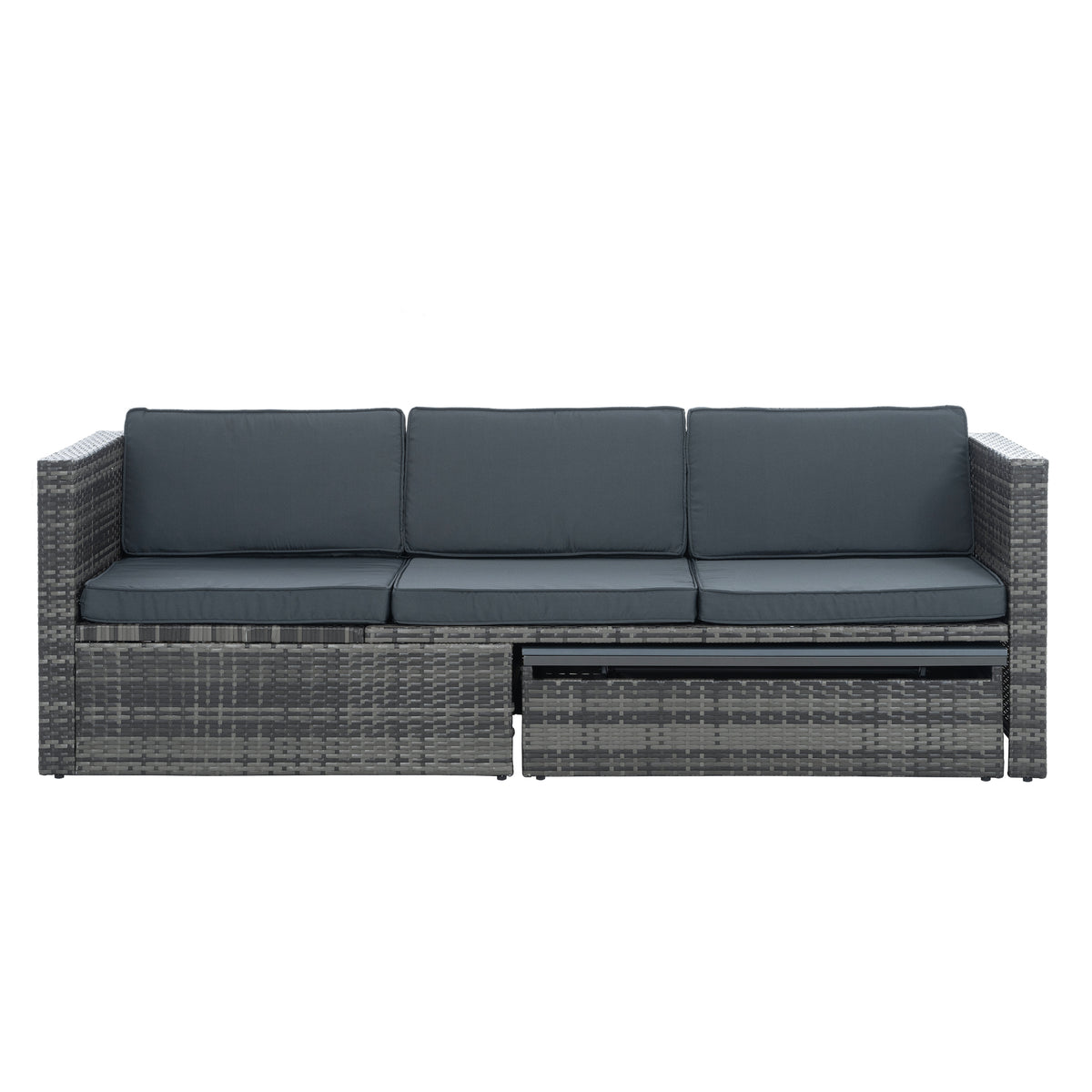 5-Piece Dark Gray Wicker Patio Set with Lift-Top Table
