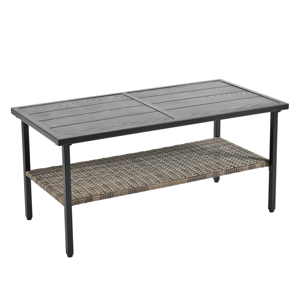 4-Piece Black & Brown Wicker Patio Set with Cushions
