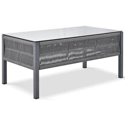 Grey Rope Patio Furniture Set with Glass Table
