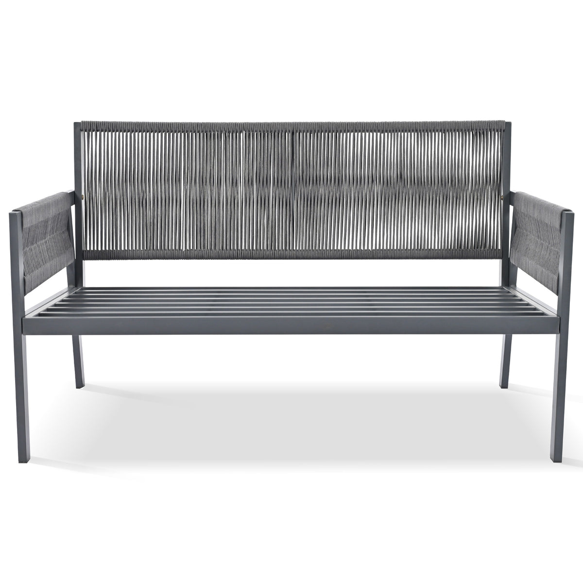 Grey Rope Patio Furniture Set with Glass Table