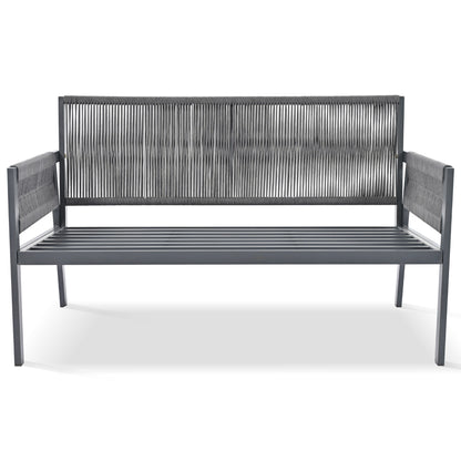 Grey Rope Patio Furniture Set with Glass Table