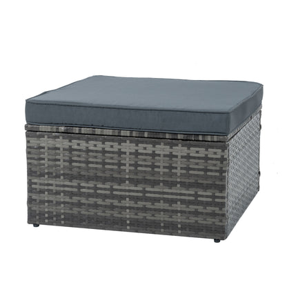 5-Piece Dark Gray Wicker Patio Set with Lift-Top Table