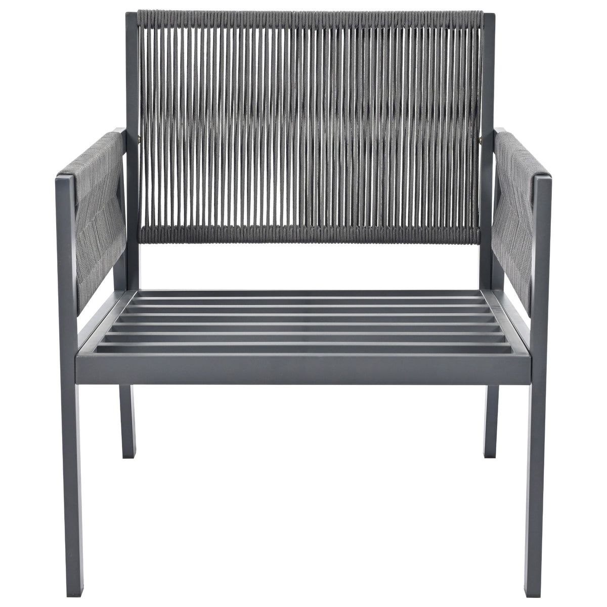 Grey Rope Patio Furniture Set with Glass Table