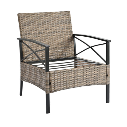 4-Piece Black & Brown Wicker Patio Set with Cushions