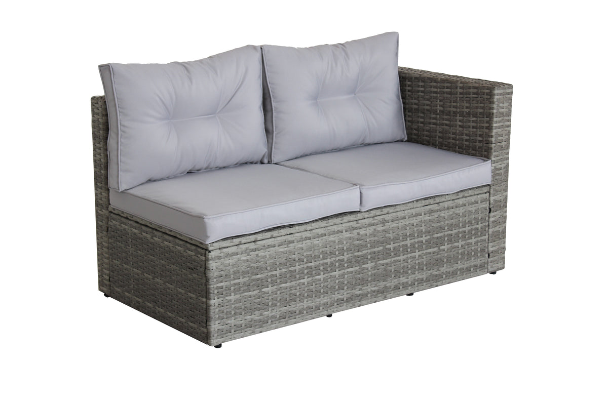 4-Piece Grey Patio Sectional Sofa Set with Storage Box
