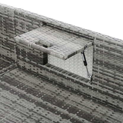5-Piece Dark Gray Wicker Patio Set with Lift-Top Table