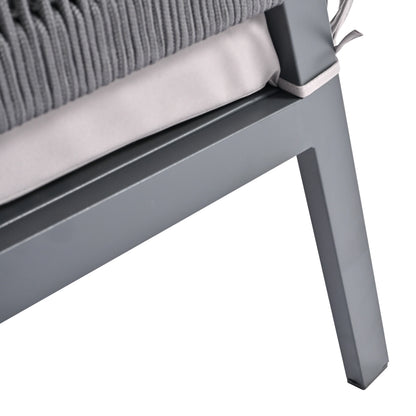 Grey Rope Patio Furniture Set with Glass Table