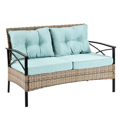4-Piece Black & Brown Wicker Patio Set with Cushions