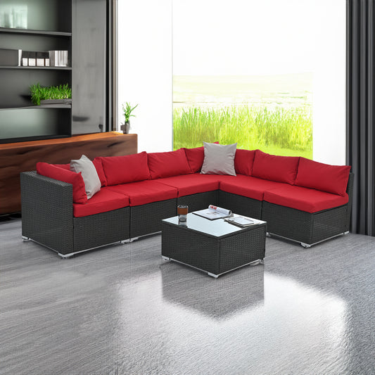 7-Piece Dark Gray Modular Wicker Patio Set