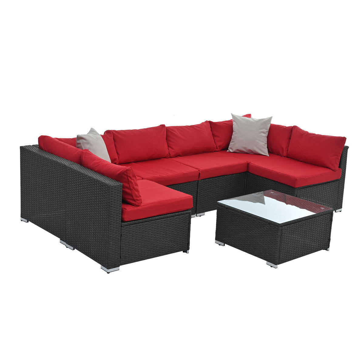 7-Piece Dark Gray Modular Wicker Patio Set