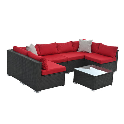 7-Piece Dark Gray Modular Wicker Patio Set
