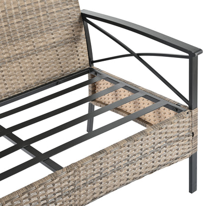 4-Piece Black & Brown Wicker Patio Set with Cushions
