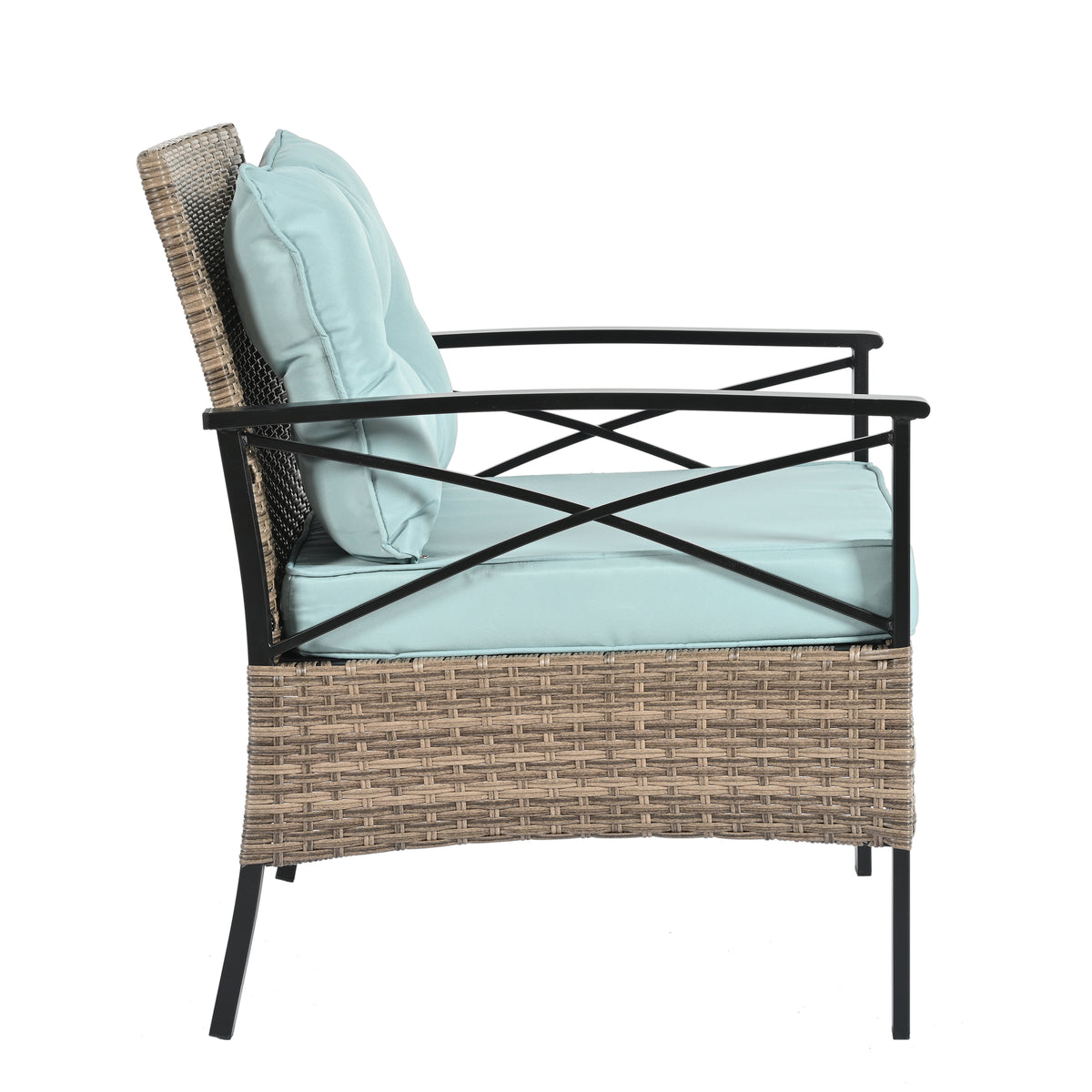 4-Piece Black & Brown Wicker Patio Set with Cushions