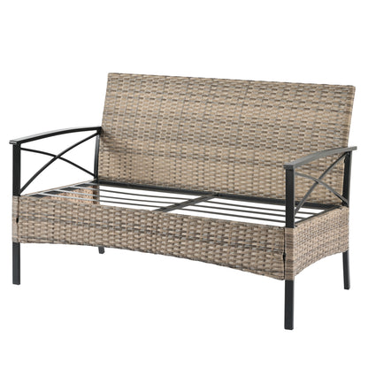 4-Piece Black & Brown Wicker Patio Set with Cushions