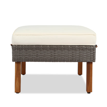 9-Piece Beige Rattan Patio Sectional Set