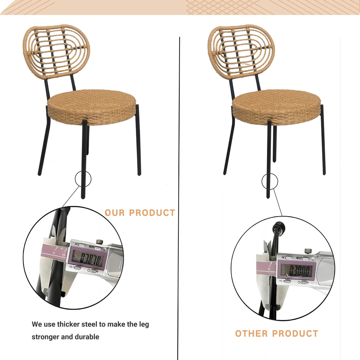 3-Piece Black & Natural Wicker Bistro Set