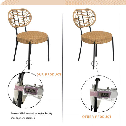 3-Piece Black & Natural Wicker Bistro Set