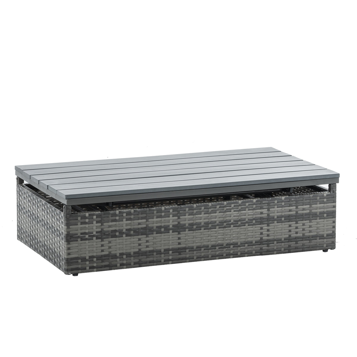 5-Piece Dark Gray Wicker Patio Set with Lift-Top Table