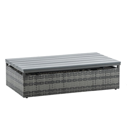 5-Piece Dark Gray Wicker Patio Set with Lift-Top Table